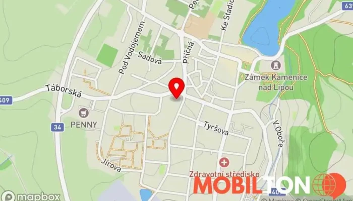 mapa Závodní jídelna Kamenice n. Lipou Restaurace v U Kult. domu 714