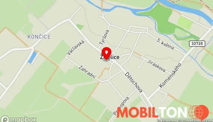 mapa Žiželice,nám. Autobusová zastávka v 
