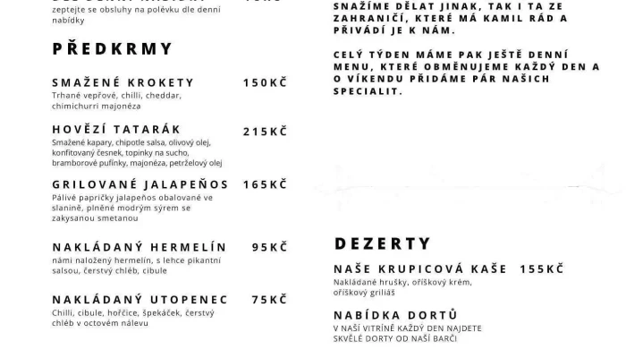 Zloninsky Dvur Menu - Zlonín